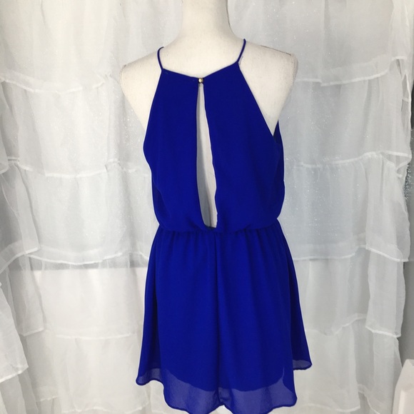 Lac Bleu, Royal Blue Short Chiffon Dress - Picture 5 of 11